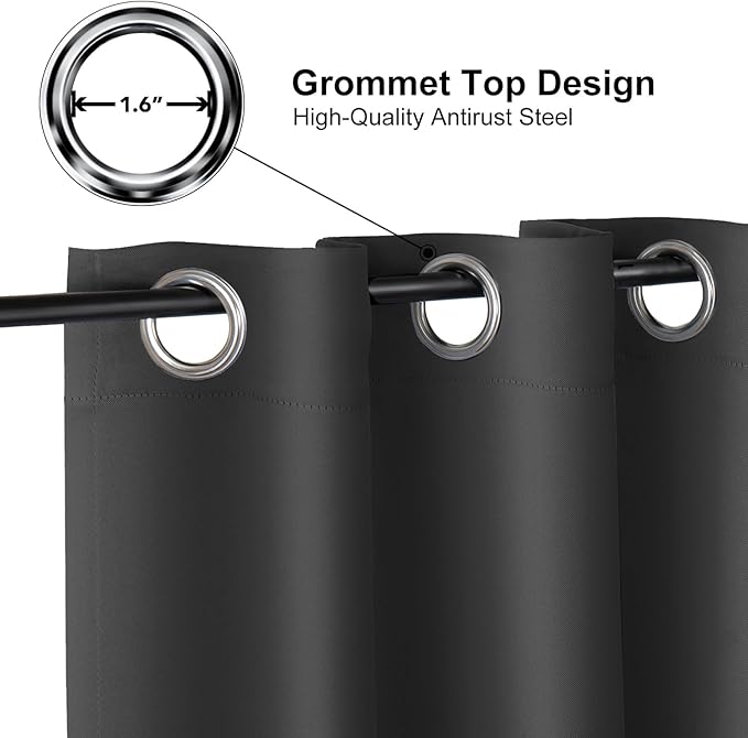 ChrisDowa Room Divider Curtain 108 Inches Long, Wide Blackout Sliding Door Curtain for Bedroom, Room Darkening Privacy Window Curtain for Patio Door (1 Panel Set, Dark Grey, 100 x 108 Inch)