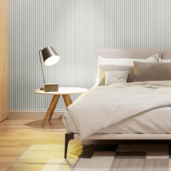 Art3d Slat Wall Panels, WPC Soundproof 3D Wall Paneling for Interior Wall Decor, TV Background, 8-Pack 96 x 6 in. Off-White