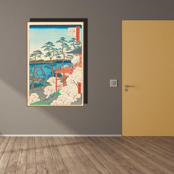 OKRA Japanese Ukiyo- Utagawa Hiroshige Canvas Wall Art - New Lakeside Painting Japanese Art Painting - Famous Art Decoration Poster - Home Decor for Bedroom Living Room - Unframed