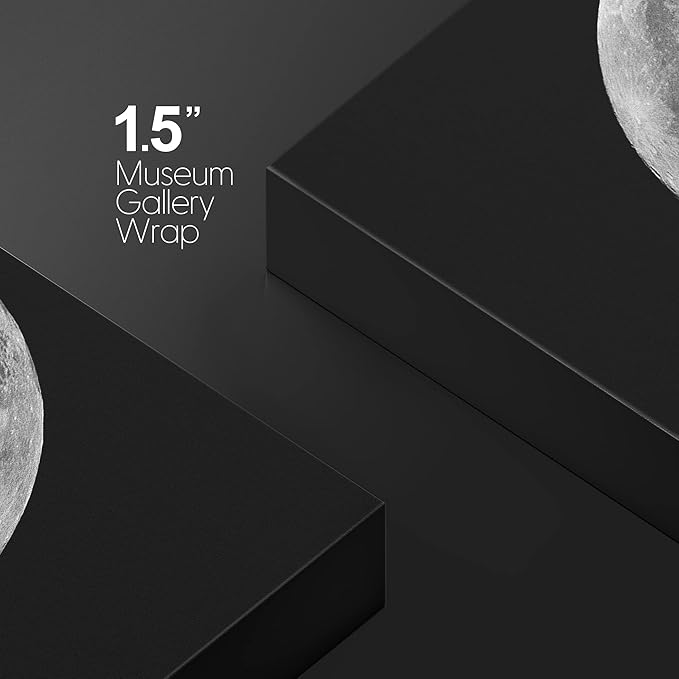 Canvas Prints Wall Art - Full Moon Against Black Universe Space | Modern Wall Decor/Home Art Stretched Gallery Canvas Wrap Giclee Print & Ready to Hang - 16" x 24"