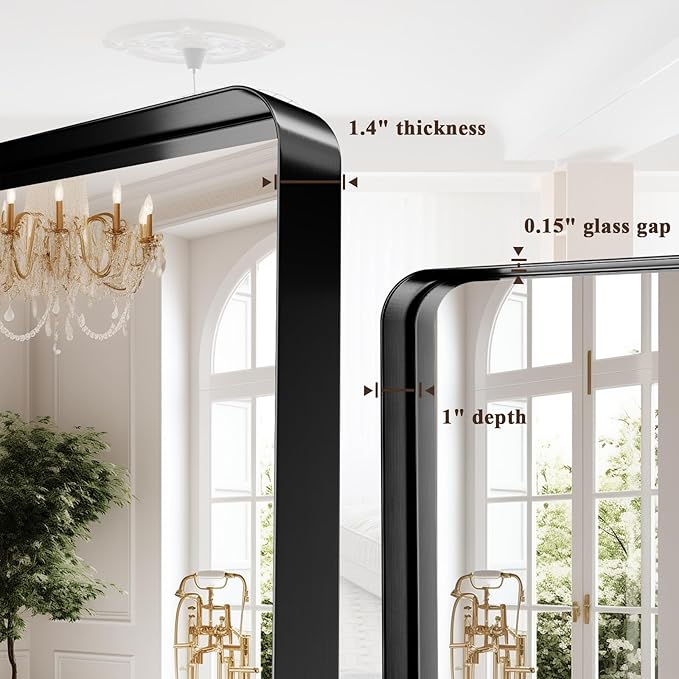 55"x 30" Black Bathroom Mirror - Aluminum Framed Wall Mirror, Bathroom Wall Mounted Vanity Mirror, Modern Bathroom Mirror, Bedroom, Living Room Wall Mirror, Hang Horizontally or Vertically