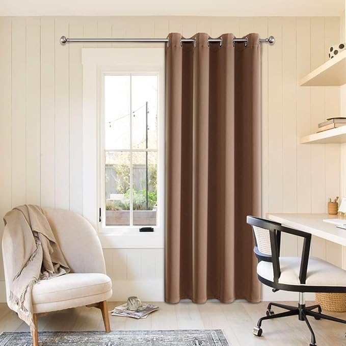 ChrisDowa Grommet Blackout Curtains for Bedroom - Thermal Insulated Room Darkening Curtains for Living Room (1 Panel Set, Cappuccino, 52W x 84L)