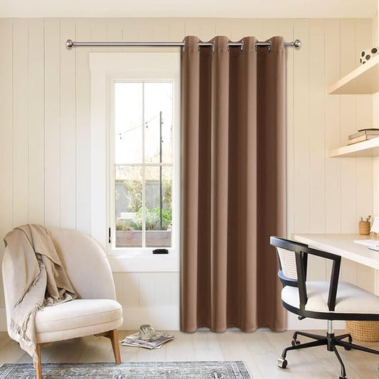 ChrisDowa Grommet Blackout Curtains for Bedroom - Thermal Insulated Room Darkening Curtains for Living Room (1 Panel Set, Cappuccino, 52W x 84L)