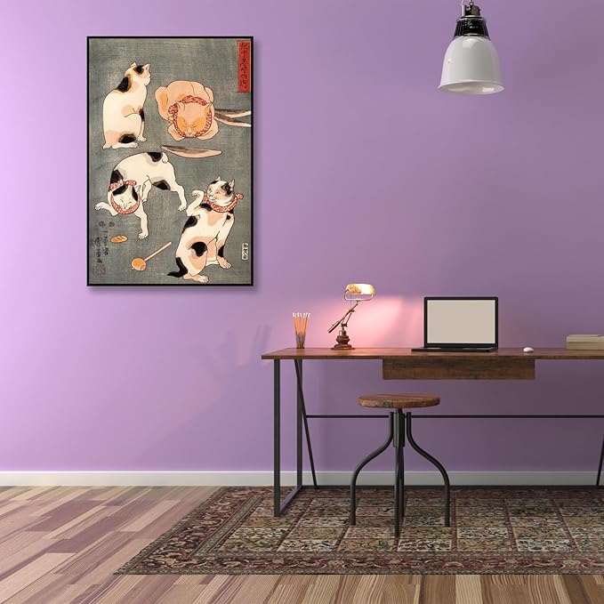 OKRA Utagawa Kuniyoshi Canvas Wall Art Cats in Different Poses Poster Japanese Ukiyo-E Woodcut Art Animal Nature Landscape Poster Japanese Classic Wall Decor Unframed 12×18in/30×45cm