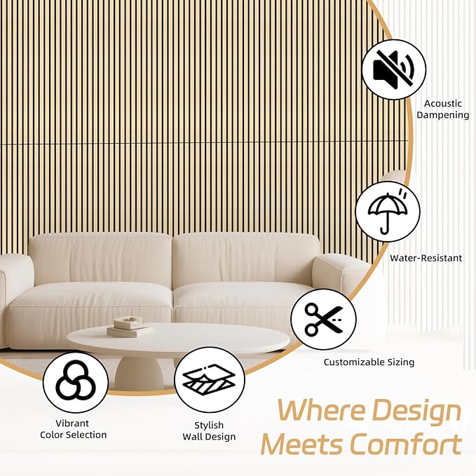 4 Pack Wood Panels for Wall, 47.2"×23.6" Wood Slat Acoustic Panels for Wall, Soundproof Panels, 3D Fluted Panels for Interior Decor (Oak)