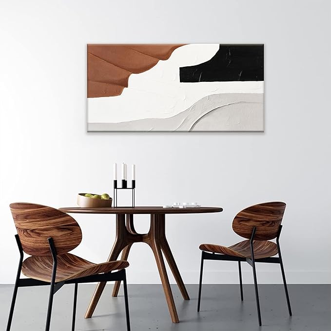 Canvas Art Wall Decor Artwork Black And White Geometric Color Block Abstract Wall Decor Brown Paintings Home Modern Bedroom Art Bathroom 20" X 40" Ready To Hang