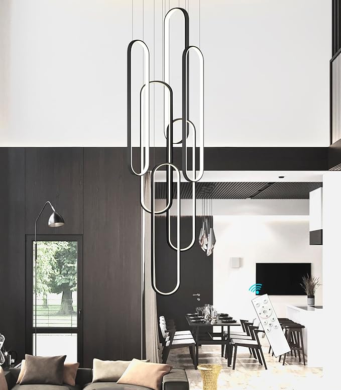 Modern LED Chandeliers for Foyer Entryway High Ceiling Long Staircase Chandeliers Dimmable Dimmable Flush Mount High Villa Foyer 2700k-6000k