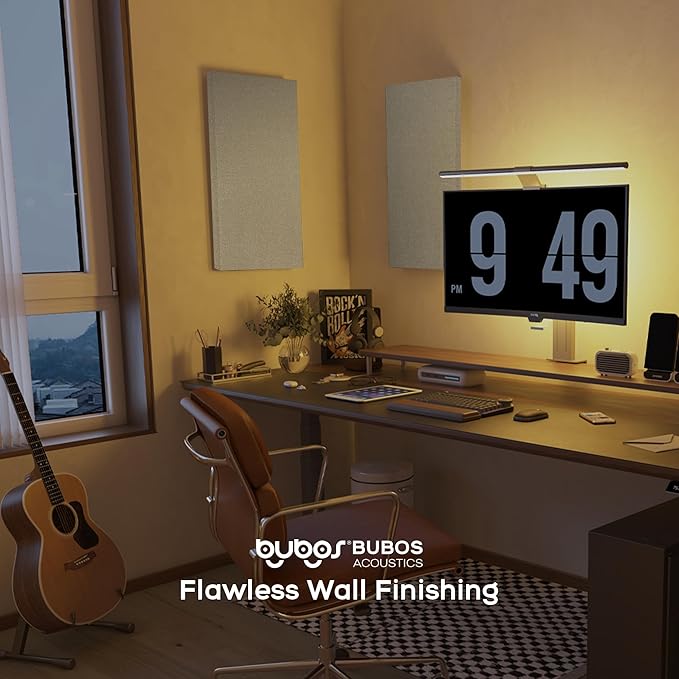 BUBOS 4 PCS Acoustic Panels,23.6''x11.8'' Fabric Soundproof Wall Panels,Self-adhesive Sound Absorbing Panels for Studios, Office, Home Theater,Fabric-Clad Jute