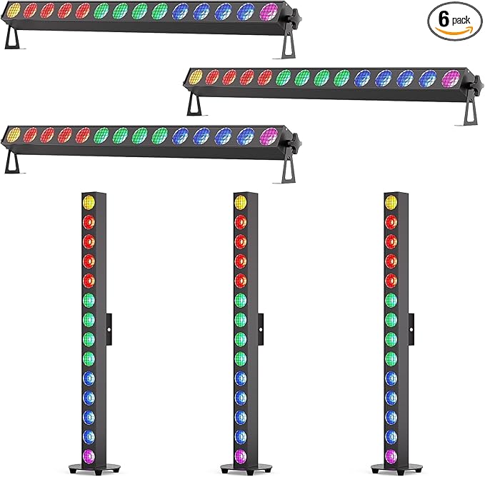 150W Stage Light Bar 14 LED RGBW COB Washer Stage Lights with DMX512 Pixel Control,Auto, Sound-Activated, Master/Slave for Church Christmas Wedding Dance(6PC)