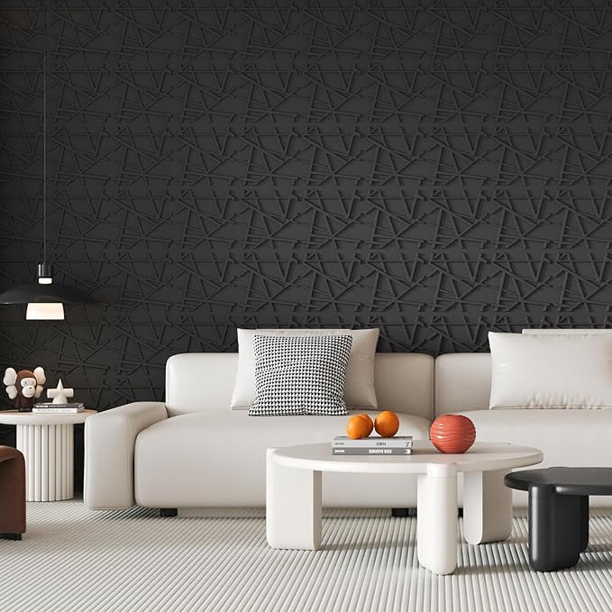Art3d 100 Pack Decorative 3D Wall Panels, 97 Sq.Feet PVC Interior Wall Décor, 11.8"x11.8", Black