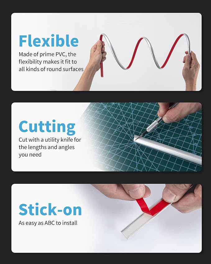 Art3d 25 Ft Peel and Stick Trim for Backsplash Tile Edge, Self-Adhesive Liner for Corner Decor in Silver