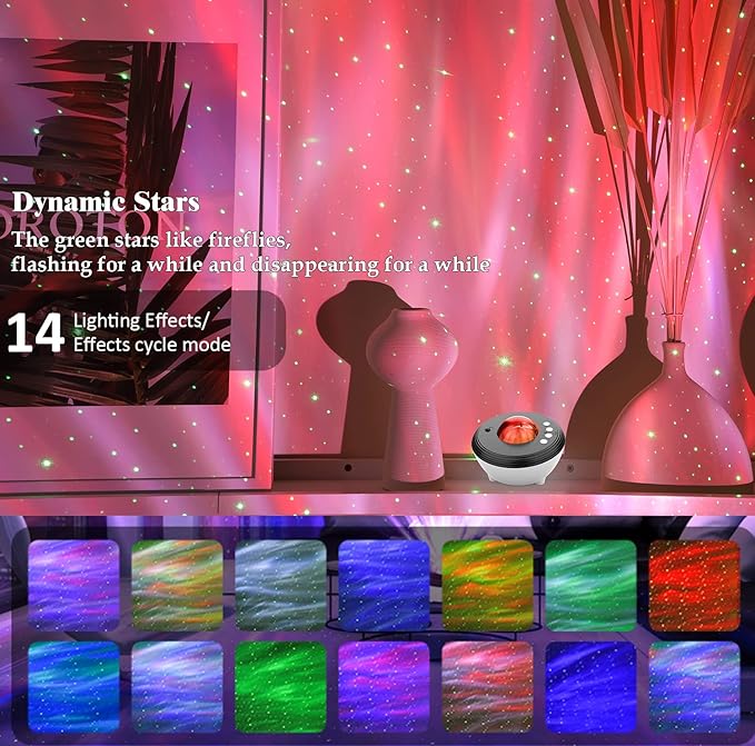 Northern Galaxy Light Aurora Projector,LED Star Projector for Bedroom Nebula Lamp, Remote Control, White Noises,Bluetooth Speaker,Night Light Galaxy Projector for Adults,Bedroom,Living Room