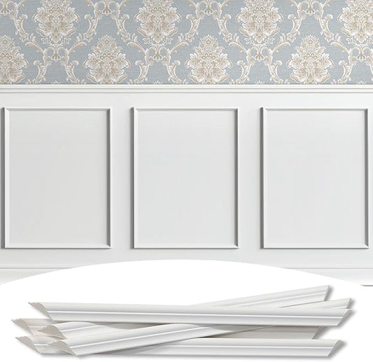 3-Frame 16" x 20" Premade Accent Wall Molding Kit, Ready-to-Assemble Wainscoting Panels, Pre-Cut Chair Rail Moulding Trim Picture Frame for Home Décor