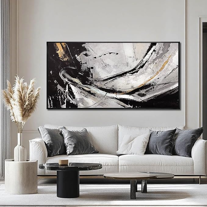 Abstract Framed Wall Decor Vintage Wall Art Neutral Canvas Poster 24"x48" Large Pictures for Living Room Office Decorations