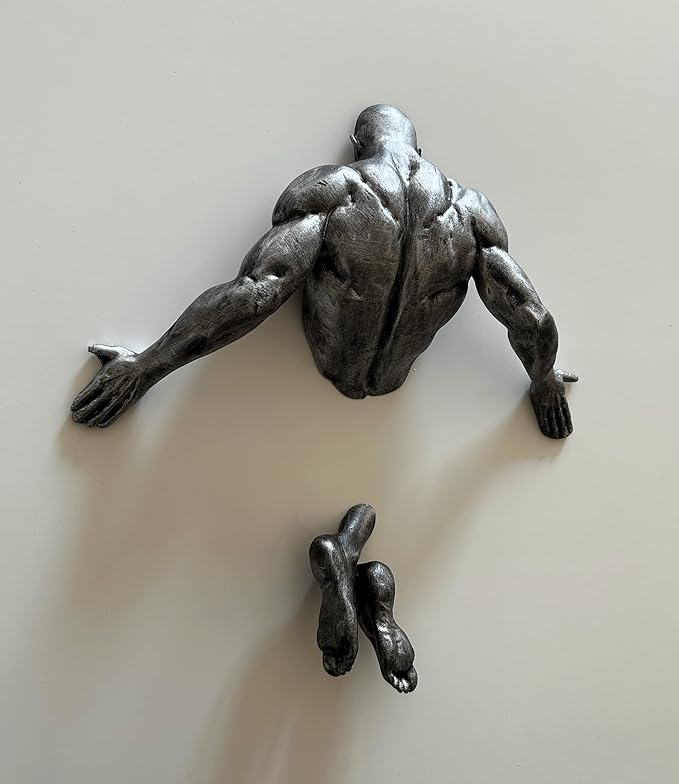 Man Coming Out From Wall Art, Wall Statue, Modern Wall Sculpture, Wall Decor, Abstract Wall Hangings