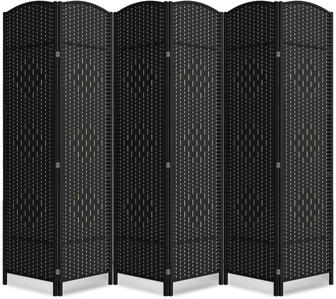 6 Panel Room Divider,6Ft Folding Privacy Screen,Tall - Extra Wide Foldable Panel Partition Wall Divider with Diamond Double-Weaved Hand-Woven Design Room Screen Divider