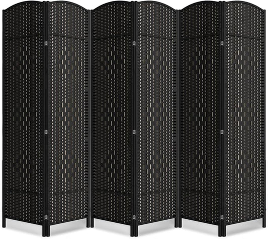 6 Panel Room Divider,6Ft Folding Privacy Screen,Tall - Extra Wide Foldable Panel Partition Wall Divider with Diamond Double-Weaved Hand-Woven Design Room Screen Divider