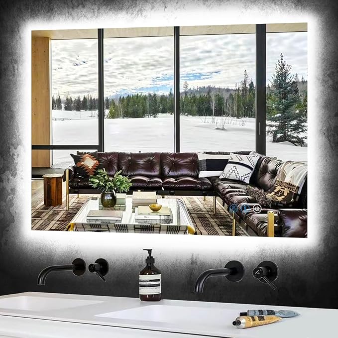 40 x 30 Inch LED Vanity Mirror with Backlits Anti-Fog 3 Color Dimmable Backlit Lighted Mirror for Bathroom Wall Horizontal Vertical Mounted 40" Frameless Smart Light up LED Bathroom Mirrors