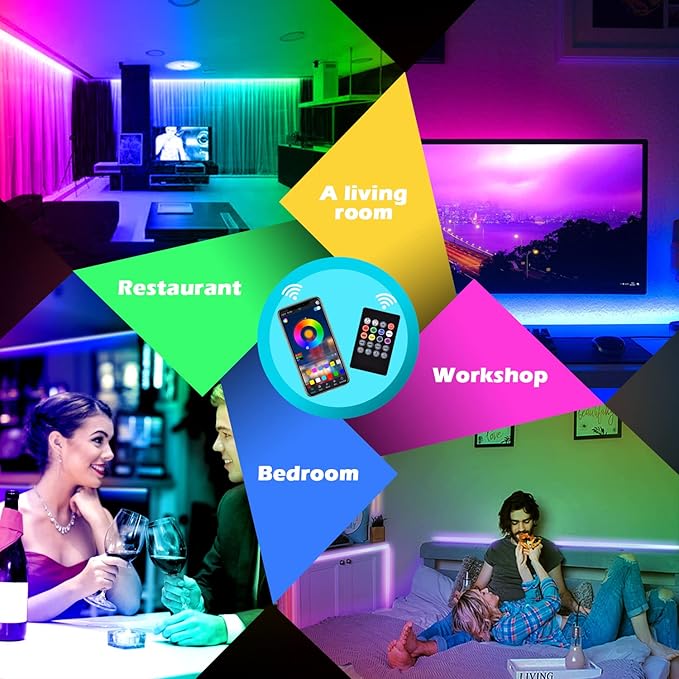 AILBTON 150ft Led Strip Lights(2 Rolls of 75ft led Lights) Ultra Long Led Light Strip with App Voice Control Remote,5050 RGB Music Sync Color Changing Led Lights for Bedroom,Party,Home Decoration