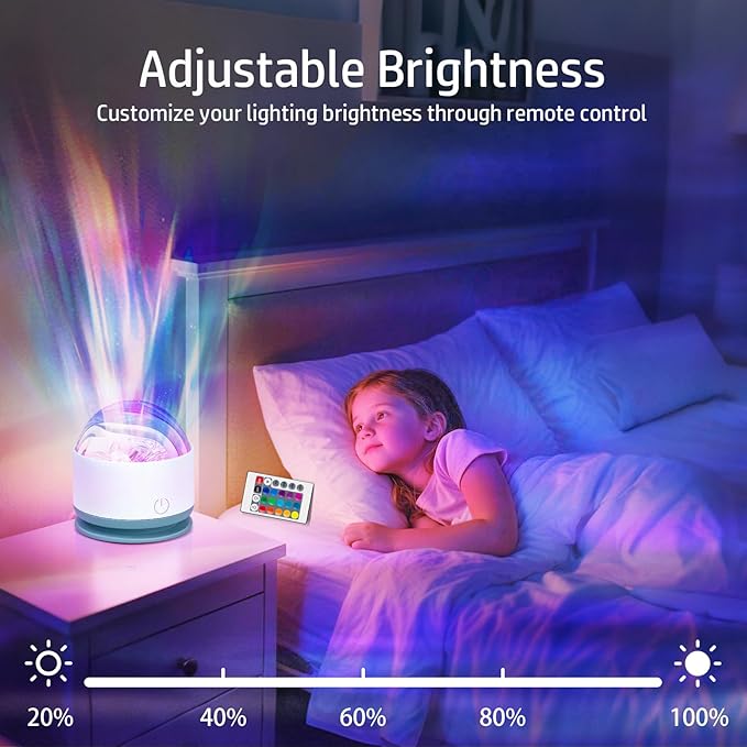Northern Lights Projector, Rechargeable 16 Color Aurora Night Light Projector Ambient Lighting with Dimmable & Remote Control for Bedroom Kids Teen Girl Gift Room Decor