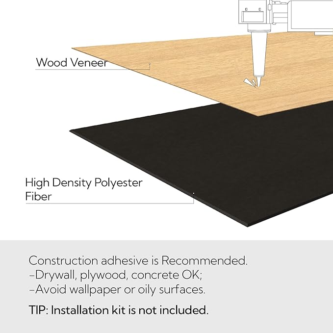 Olanglab Wood Veneer Acoustic Wall Panels 6 Pack, 23.6"×47.2" Sound Absorbing Wall Panels for Interior Wall Decor, Warm Oak