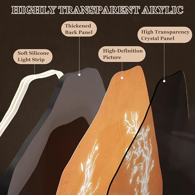 3D Wall Art Decor Clock, Large 3D Wall Sculptures with LED Light, Modern Home Decorative Wall Clocks Acrylic Painting for Living Room Bedroom Entrance Decor(19.7"x19.7", Gray)