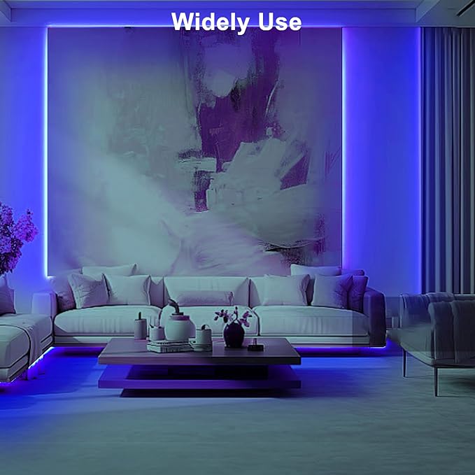 32.8ft Blue COB Led Strip Lights with RF Remote, Dimmable Bright Adhesive Indoor Led COB Light Strip for Cabinet, Paintings, Room, Bed