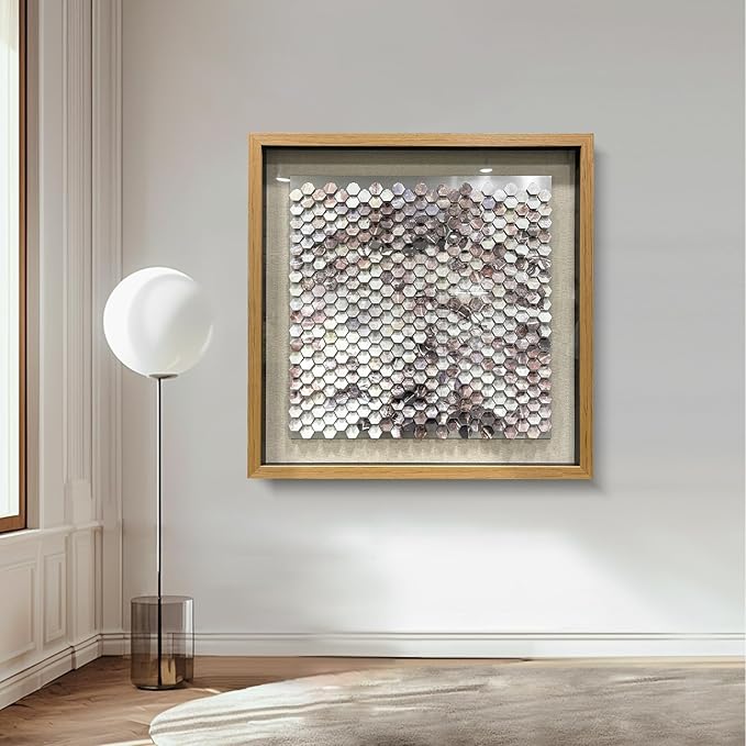 LIUZEYUE - Art Gallery - Handmade Original Wall Artworks - Solid Wood Frame, Metal Wall Decoration Painting 31.5"x31.5"