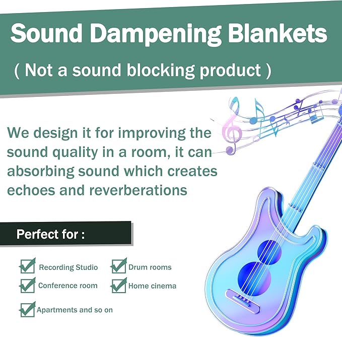 MABOZOO Studio Sound Blanket, 96x80 Large Soundproof Blanket with Grommets, Heavy Duty Sound Dampening Noise Reducing Divider for Workshop, Basement, Laundry, Acoustic (Black)
