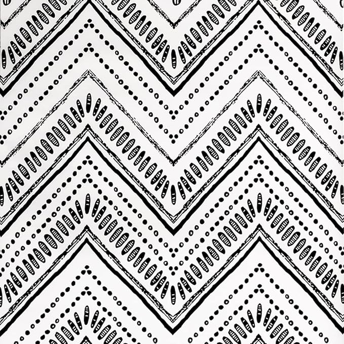 MulYeeh 17.5'' x 236'' Peel and Stick Wallpaper Modern Circle Oval Stripe Black White Wallpaper Self-Adhesive Removable Wall Covering Prepasted Decorative