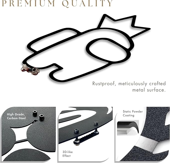 Wita Home Among Us Crowned LED Metal Wall Art, Neon Style Light Sculpture for Kids Room or Gaming Setup, Colorful Backlit Decor for Bedroom, Playroom, or Game Room (20x12 inches)