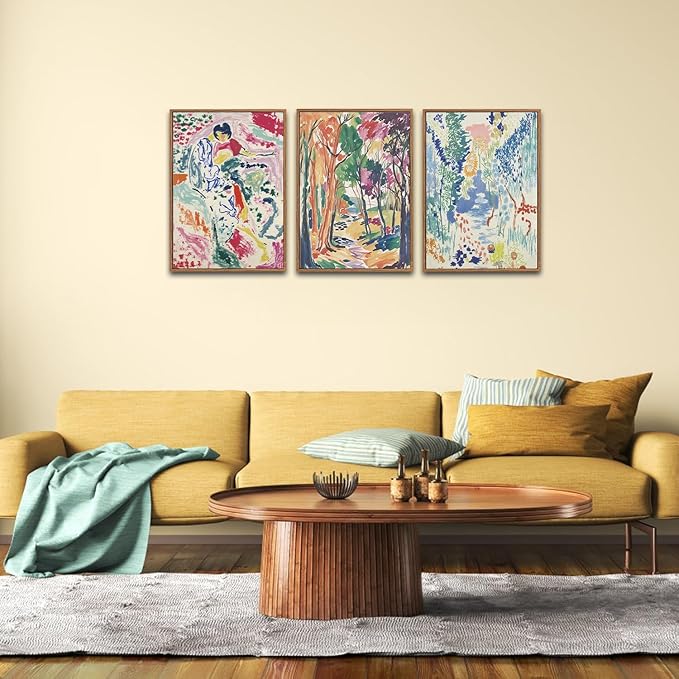 CHDITB Matisse Gallery Framed Canvas Wall Art Set, Large Museum Exhibition Wall Decor, Abstract Matisse Garden Wall Painting, Modern Aesthetics Forest Art Prints For Living Room Bedroom Office 16"X24"