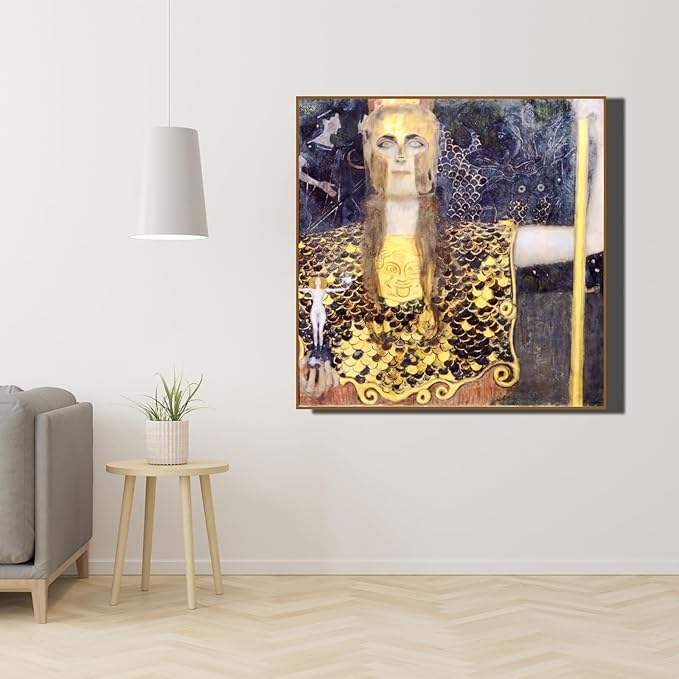 OKRA Gustav Klimt Pallas Canvas Wall Art - Athene Portrait Poster - Mythological Picture - Girls Room Decor Poster - Great Wall Decor for Gallery Campus Bedroom - Unframed