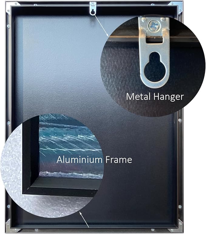 BATRENDY ARTS Silver and Aqua Metal Wall Art Framed Flower Aluminum Painting Hand-polished 3D Botanical Hanging Sculpture Artwork for Bathroom