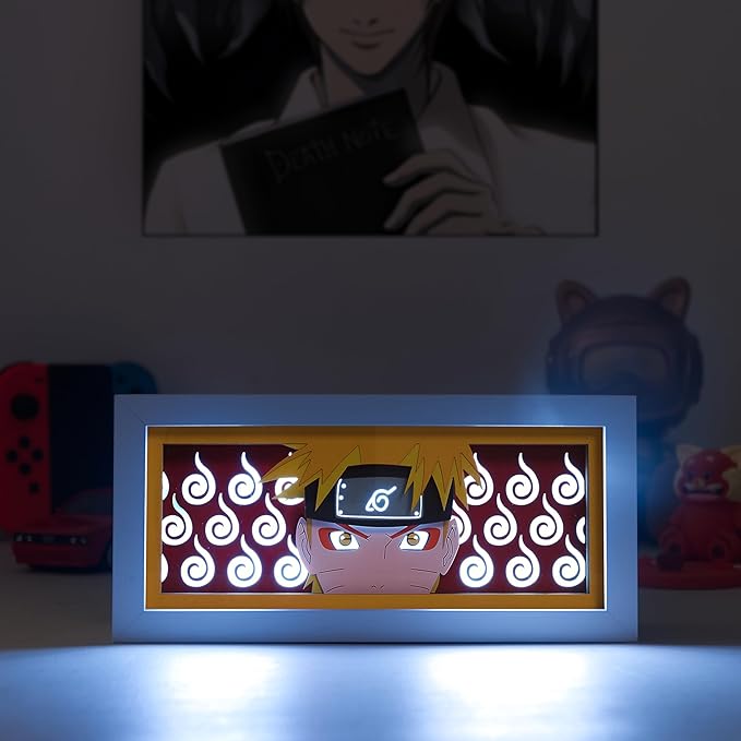 Anime LED Light Box, Manga Shadow Box Frame, Anime Paper Cut Light Box, Table Lamp for Anime Enthusiasts, RGB Multi Color Light, Night Light for Room Decor, Unique Anime Desk Decor (Naruto Uzu)