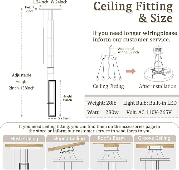 6-Rings Modern Chandelier,H138 Rectangle Chandeliers for Staircase,LED Dimmable High Ceiling Chandeliers Large Contemporary Chandelier for Villa Foyer Gold