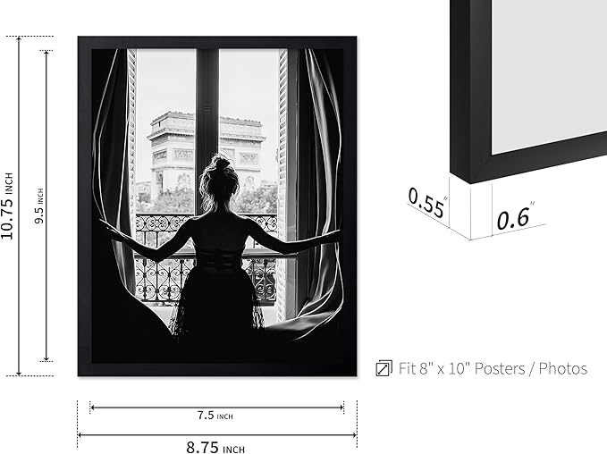 Poster Master Vintage Photograph Poster - Retro Minimalist Print - Girl In The Open Window, Black & White, Simple - Gift for Artist, Friend - Wall Decor for Living Room, Dorm, 8x10 Black Framed