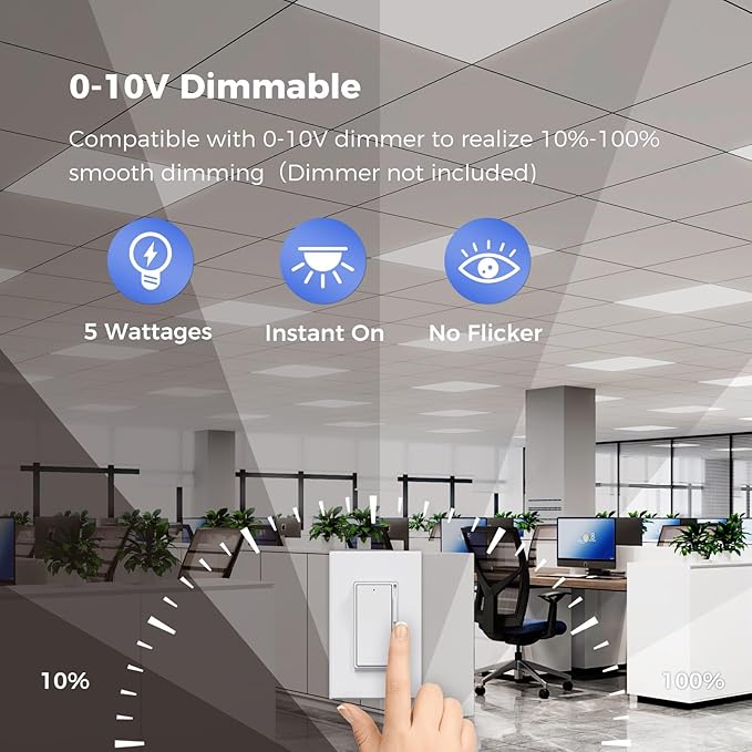 AIKVSXER 42 Pack 2x2 LED Flat Panel Light, Flush Mount Ceiling Light Kitchen Lighting Fixtures,Bright 6500LM,0-10V Dimmable,Switchable 3000K/4000K/5000K/5700K/6500K, 30W/35W/40W/45W/50W