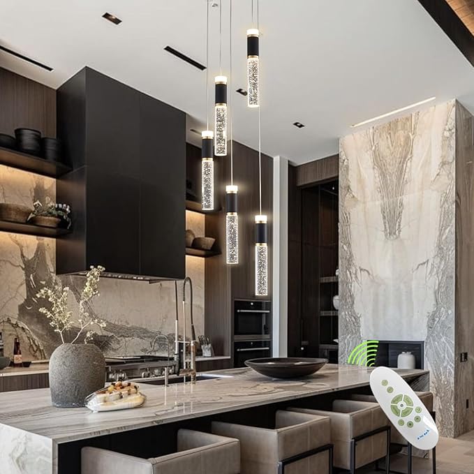 5-Light Modern LED Chandelier,Dimmable Hanging LED Pendant Light for Kitchen Dining Room Bedroom Kitchen Island Cafe