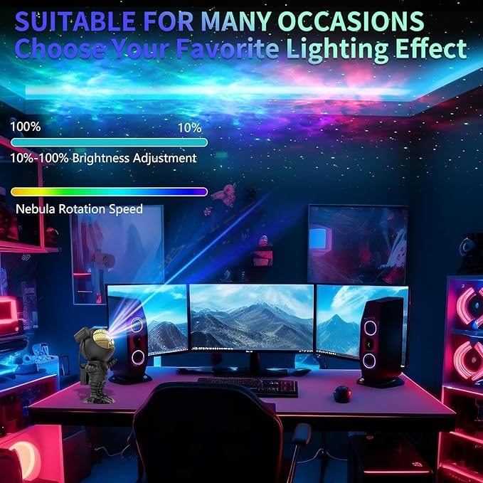 Astronaut Star Projector Galaxy Light with Timer and Remote Control, 360° Adjustable Starry Night Light Projector for Baby/Kids/Adults/Bedroom/Party/Home Decor/Game Room (Black)