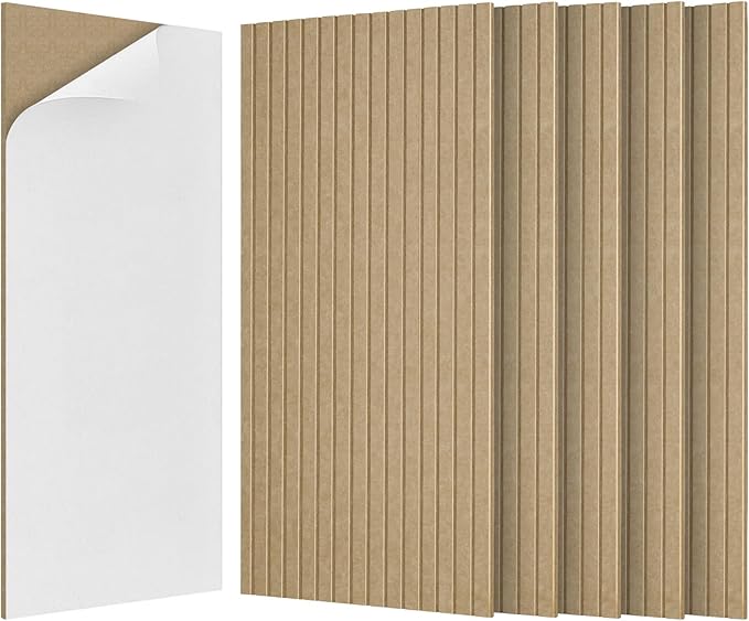 BUBOS 5 Pack Large Acoustic Panels,47.2" X 23.6" Self-Adhesive Acoustical Wall Panel, Sound Proof Panel for Office, Decorative Soundproof Wall Panels for Home Studio (Dark Camel)