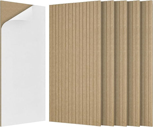 BUBOS 5 Pack Large Acoustic Panels,47.2" X 23.6" Self-Adhesive Acoustical Wall Panel, Sound Proof Panel for Office, Decorative Soundproof Wall Panels for Home Studio (Dark Camel)