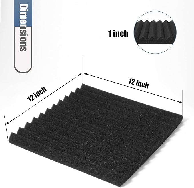 50 Pack Acoustic Foam Panels,Premium Sound Proof Foam Panels Black,Soundproof Wall Panels, High Density Acoustic Panels,Sound Absorbing for Studio Office Home, 12 x 12x 1Inch