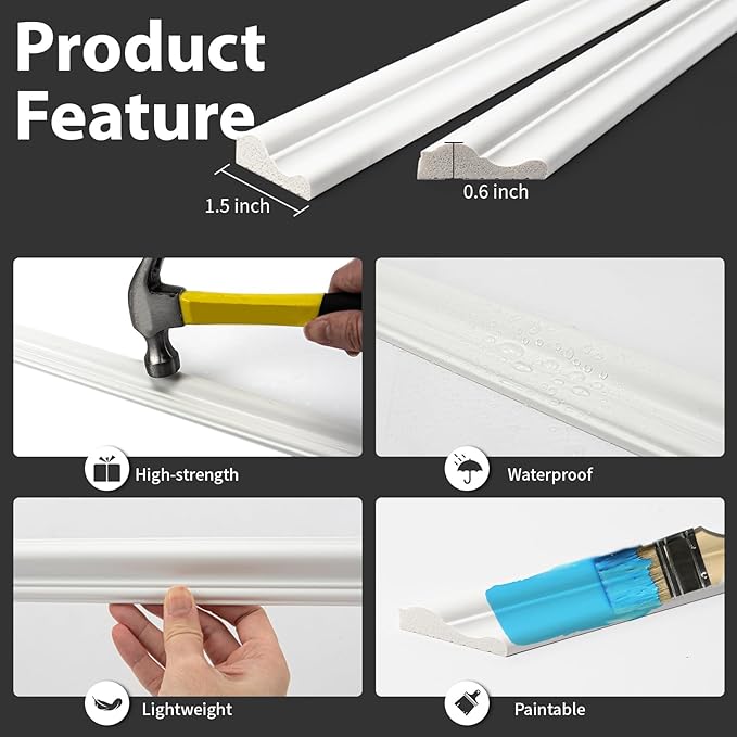 Art3dwallpanels Pre Cut Wall Molding Set of 3 pcs, Ready to Assemble Wainscoting Panels for Interior Wall Décor Living Room Bedroom Installed with Glue, 3 Frames