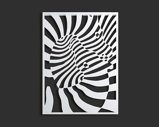 NEODECO Dancing Zebras Metal Wall Art, Black White Animal Wall Decor for home, 3d geometric illusion art sculpture for living room & for bedroom, (White, Medium)