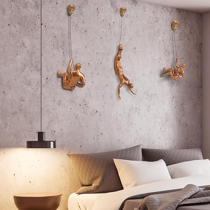 Large Set of 3 Climbing Men Wall Art Decor Sculpture,Nordic Modern Simplicity Decorative Wall Art, Climbing Man Sculptures,Home & Office Climber Gifts