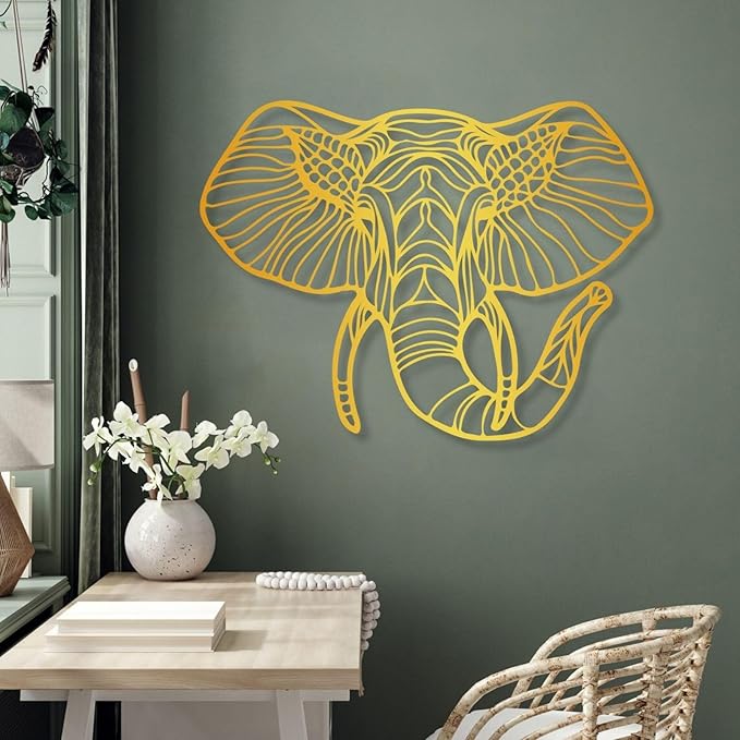 Cadeali Elephant Metal Wall Art, Animal Head Decor, Large Modern Wildlife Lover Gift, Art for Living Room (Silver, 47''x35'' | 120x90 cm)