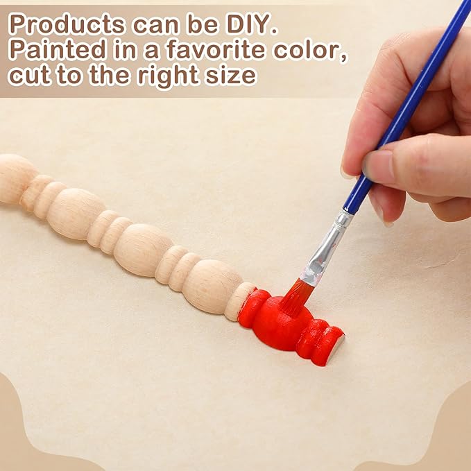 Nuanchu 12 Pcs Unfinished 3D Decorative Wood Trim Molding 15.75 Inch Decorative Wood Molding Cute DIY Trim for Home Wall Cabinet Shelf Window Door (Gourd Line,20mm)