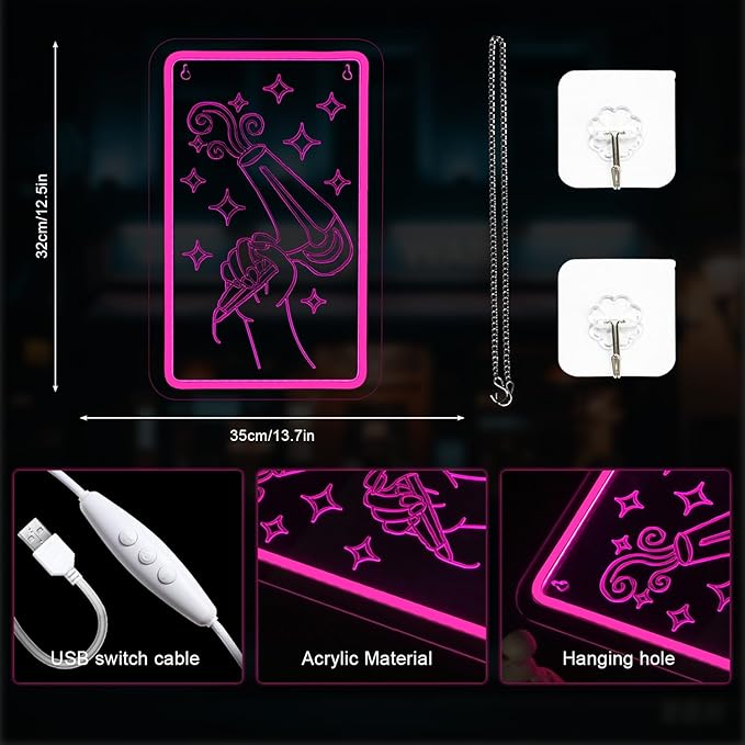 Lucunstar Pink Neon Sign Hair LED Light Beauty Salon Hair Salon Decor Led Neon Business Lights for Barbers Studio Decoration for Beauty Shop