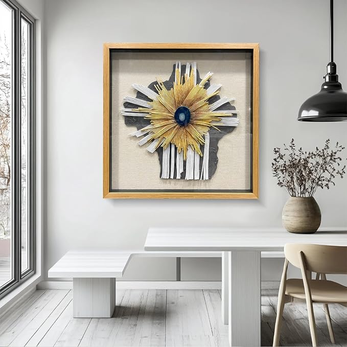 LIUZEYUE - Handmade paper art, artificial gemstone piece 3D mural living room modern wall decoration 43.3"x43.3"